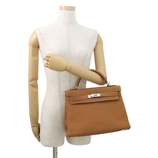 エルメス ハンドバッグ ケリー32 内縫い ゴールド/シルバー金具 トゴ □K刻印 2wayショルダー