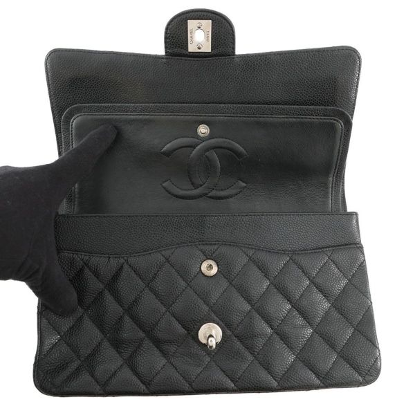 シャネル チェーンショルダーバッグ マトラッセ25 ココマーク ダブルチェーン キャビアスキン A01112 CHANEL 黒