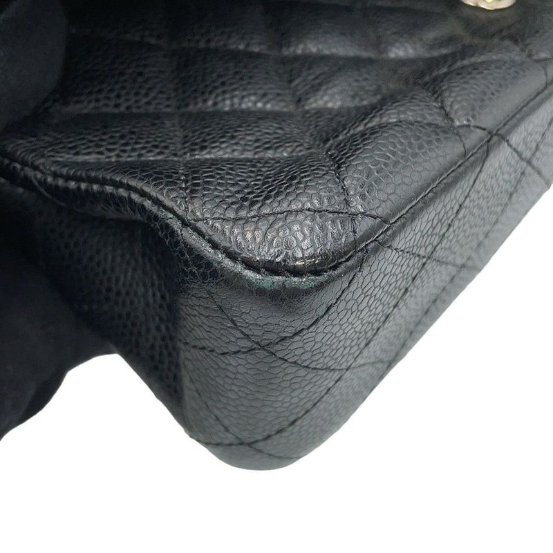 シャネル チェーンショルダーバッグ マトラッセ25 ココマーク ダブルチェーン キャビアスキン A01112 CHANEL 黒