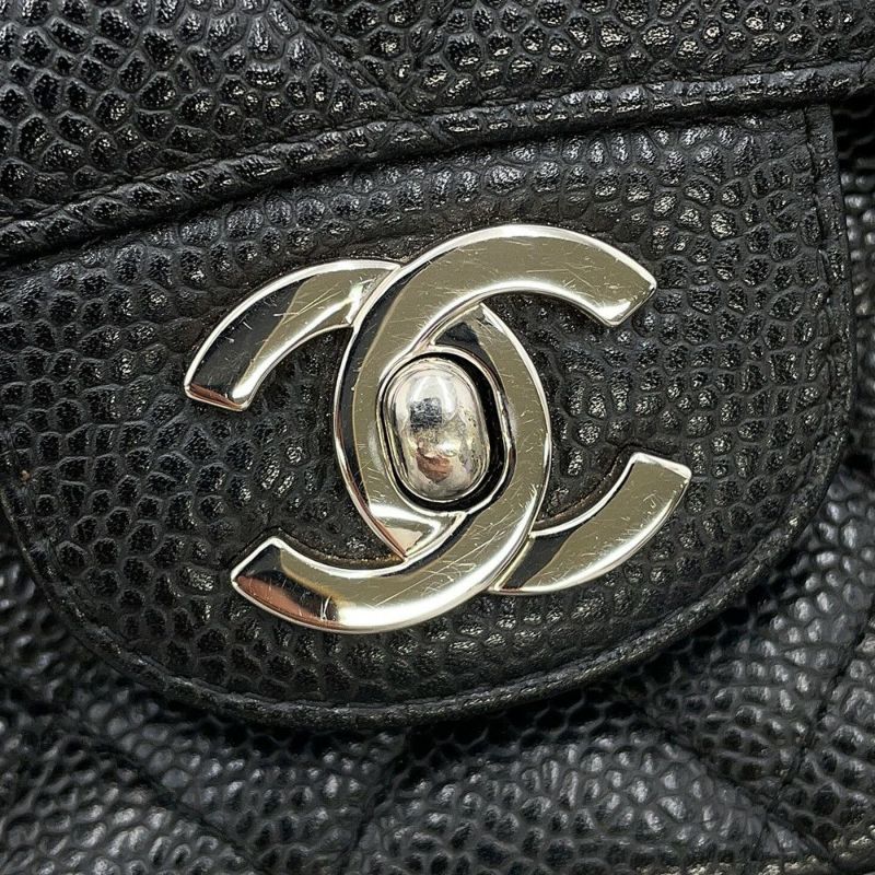 シャネル チェーンショルダーバッグ マトラッセ25 ココマーク ダブルチェーン キャビアスキン A01112 CHANEL 黒
