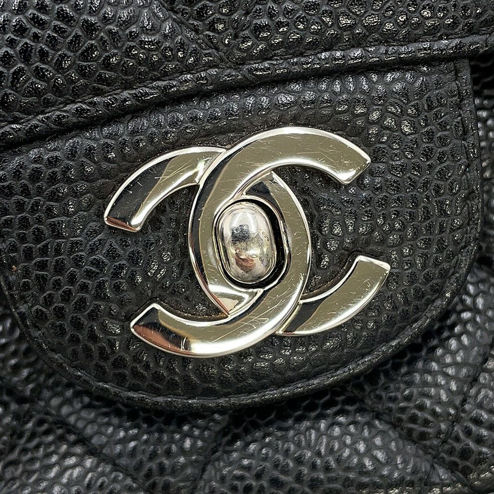 シャネル チェーンショルダーバッグ マトラッセ25 ココマーク ダブルチェーン キャビアスキン A01112 CHANEL 黒