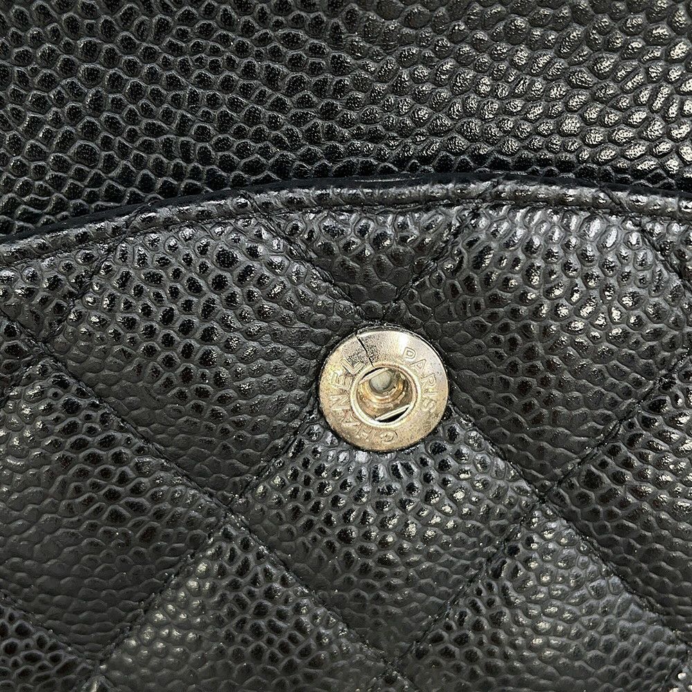 シャネル チェーンショルダーバッグ マトラッセ25 ココマーク ダブルチェーン キャビアスキン A01112 CHANEL 黒