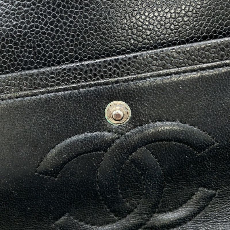 シャネル チェーンショルダーバッグ マトラッセ25 ココマーク ダブルチェーン キャビアスキン A01112 CHANEL 黒