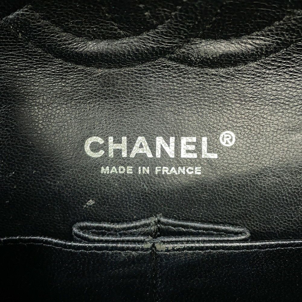 シャネル チェーンショルダーバッグ マトラッセ25 ココマーク ダブルチェーン キャビアスキン A01112 CHANEL 黒