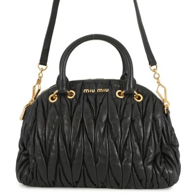 ミュウミュウ ハンドバッグ マテラッセ レザー RL0055 MIUMIU 2way 黒