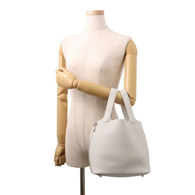 エルメス ハンドバッグ ピコタンロックMM ベトン/シルバー金具 トリヨンクレマンス U刻印