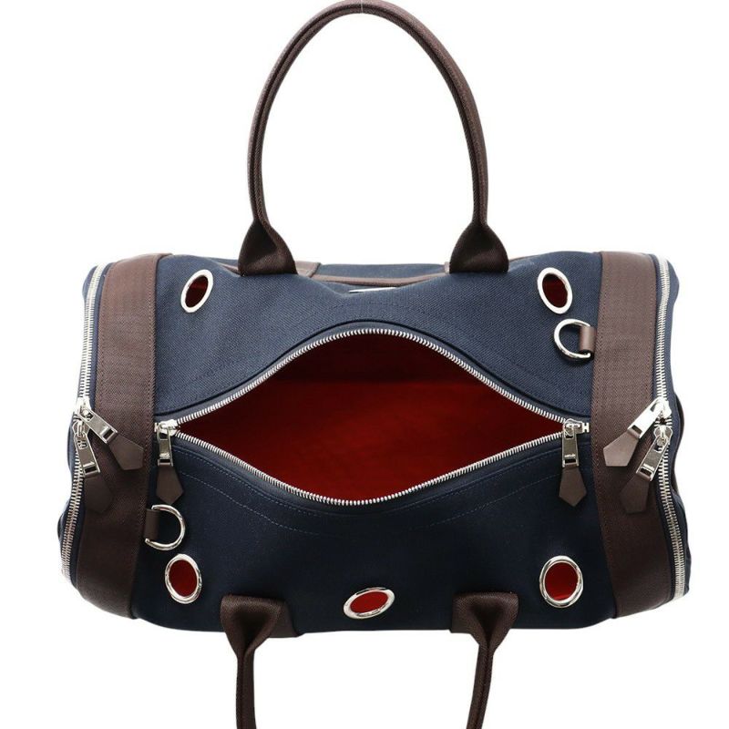 エルメス ドッグキャリーバッグ ネイビー/シルバー金具 キャンバス W刻印 HERMES 小型ペットキャリー