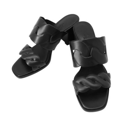 エルメス モカシン パリ ブラック/シャンパンゴールド金具 レザー