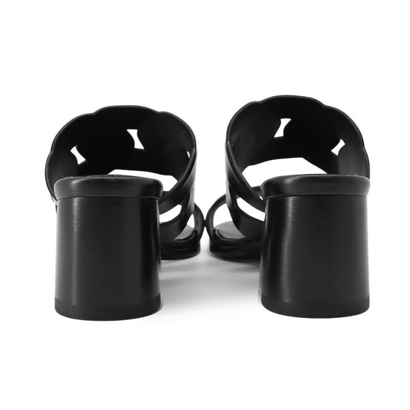 エルメス サンダル ギャビー レザー レディースサイズ37 HERMES 靴 ヒール 黒