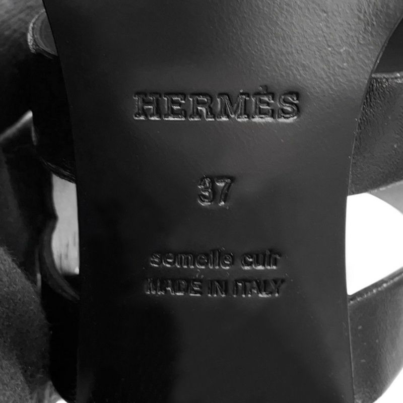エルメス サンダル ギャビー レザー レディースサイズ37 HERMES 靴 ヒール 黒