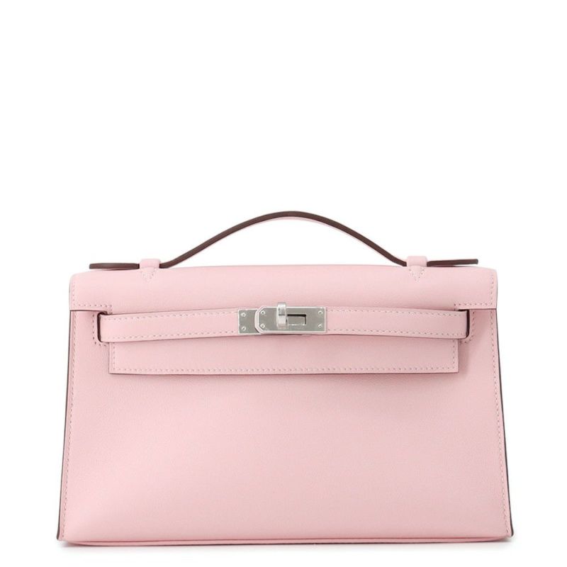 エルメス ハンドバッグ ポシェットケリー ローズサクラ/シルバー金具 スイフト K刻印