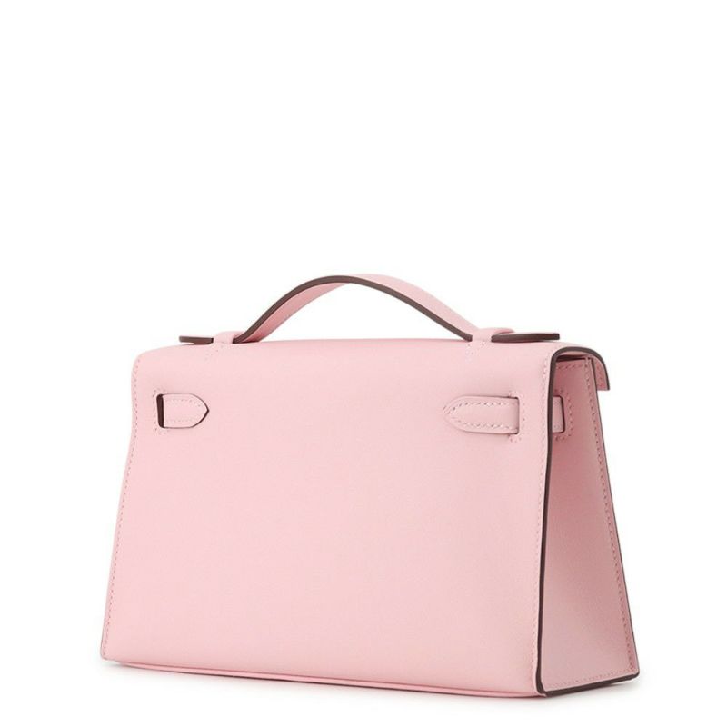 エルメス ハンドバッグ ポシェットケリー ローズサクラ/シルバー金具 スイフト K刻印