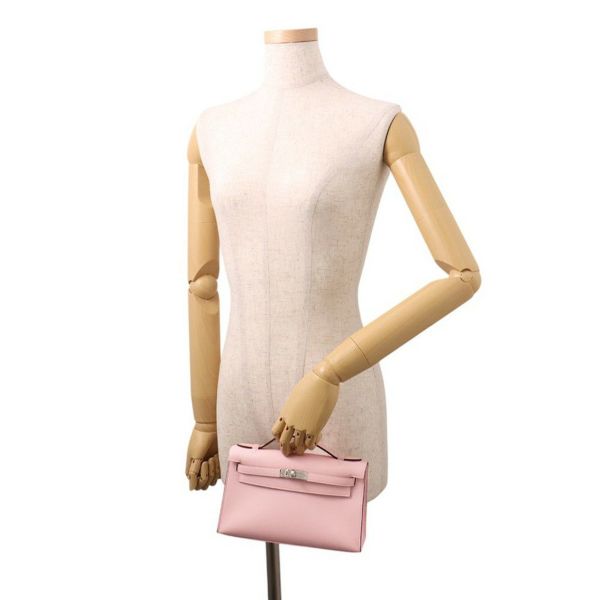 エルメス ハンドバッグ ポシェットケリー ローズサクラ/シルバー金具 スイフト K刻印