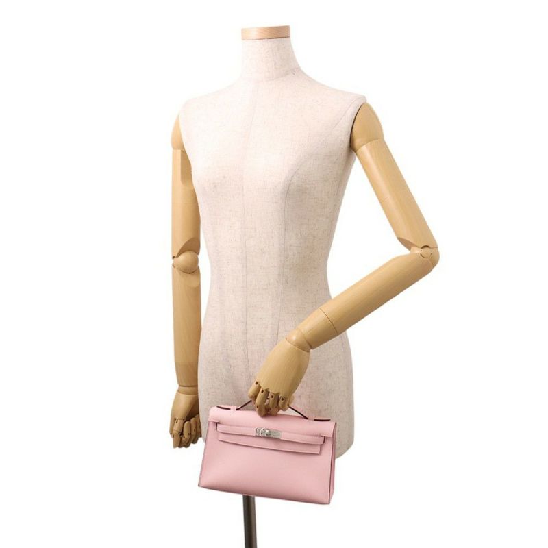 エルメス ハンドバッグ ポシェットケリー ローズサクラ/シルバー金具 スイフト K刻印