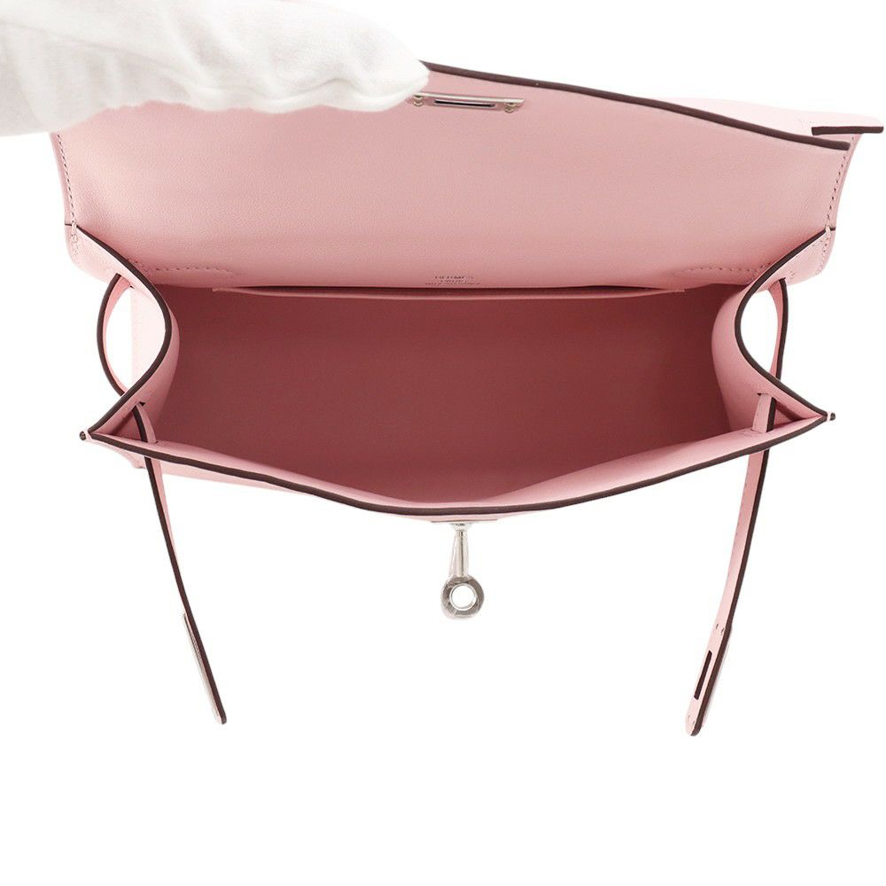 エルメス ハンドバッグ ポシェットケリー ローズサクラ/シルバー金具 スイフト K刻印