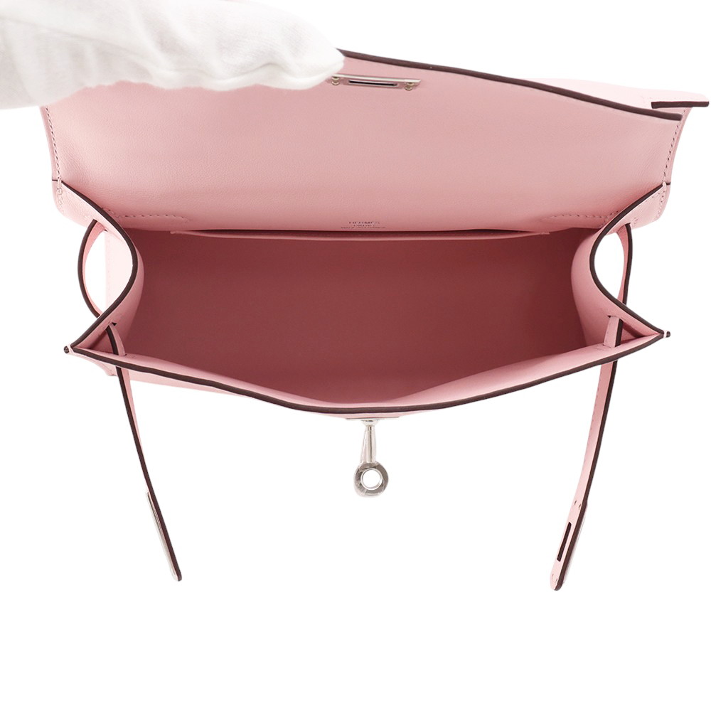 エルメス ハンドバッグ ポシェットケリー ローズサクラ/シルバー金具 スイフト K刻印