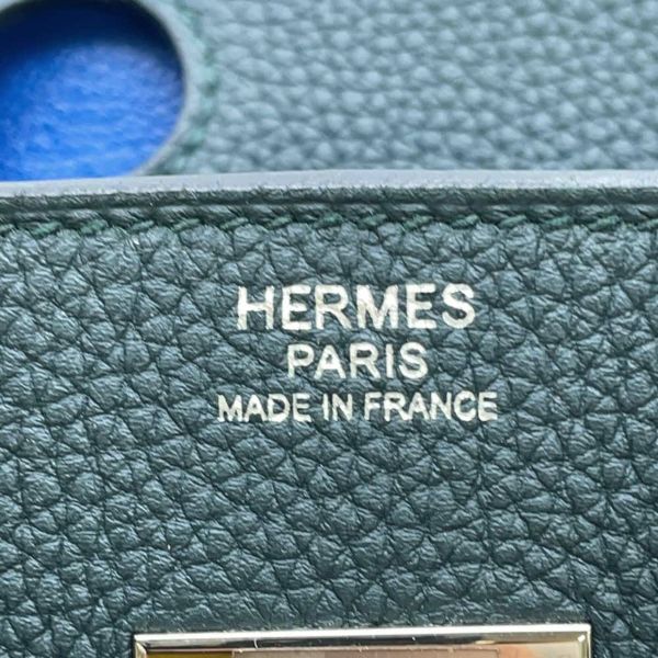 エルメス バーキン30 オフィサー ヴェールシプレ/ブルーゼリージュ/シルバー金具 トゴ/スイフト C刻印 HERMES