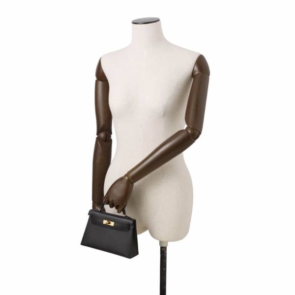 エルメス ハンドバッグ ミニケリードゥ 外縫い ブラック/ゴールド金具 エプソン X刻印 2wayショルダー 黒