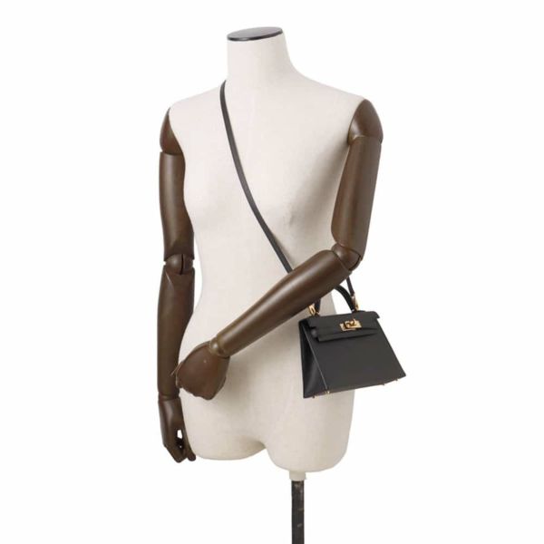 エルメス ハンドバッグ ミニケリードゥ 外縫い ブラック/ゴールド金具 エプソン X刻印 2wayショルダー 黒