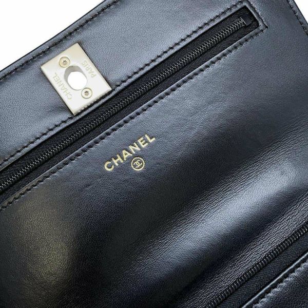 シャネル チェーンウォレット マトラッセ ココマーク コスチュームパール ラムスキン AP3952 CHANEL 黒