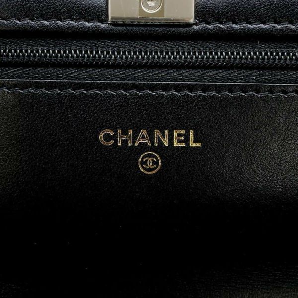 シャネル チェーンウォレット マトラッセ ココマーク コスチュームパール ラムスキン AP3952 CHANEL 黒