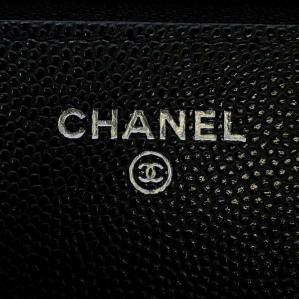 シャネル チェーンウォレット マトラッセ ココマーク キャビアスキン CHANEL 黒