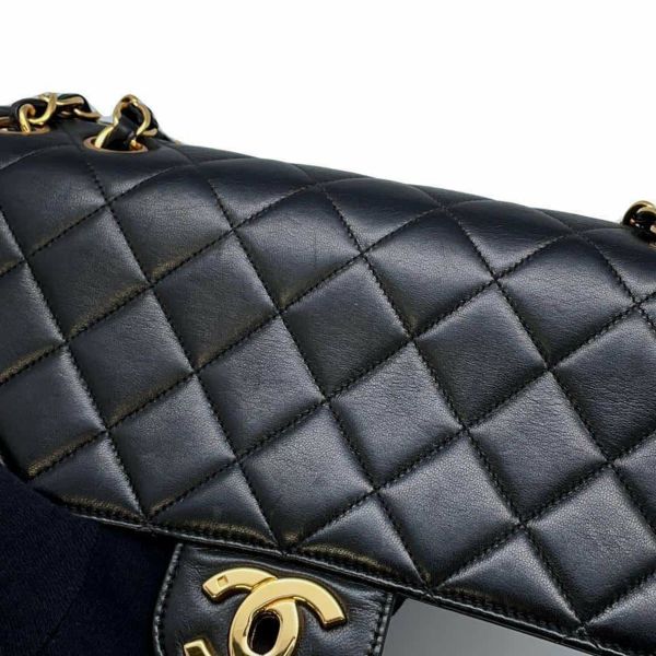 シャネル チェーンショルダーバッグ マトラッセ30 シングルフラップ ラムスキン CHANEL 黒