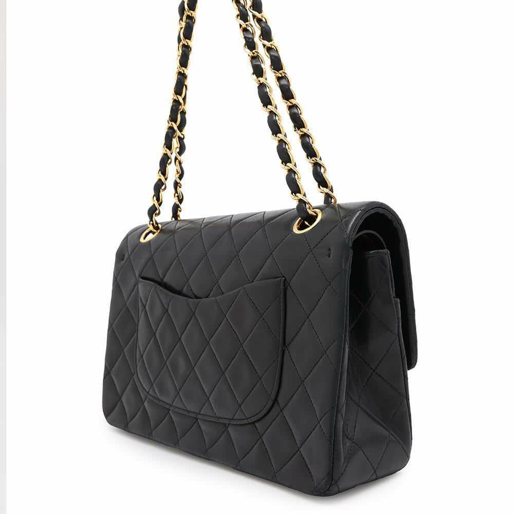 シャネル チェーンショルダーバッグ マトラッセ25 ココマーク ラムスキン ダブルチェーン A01112 CHANEL 黒