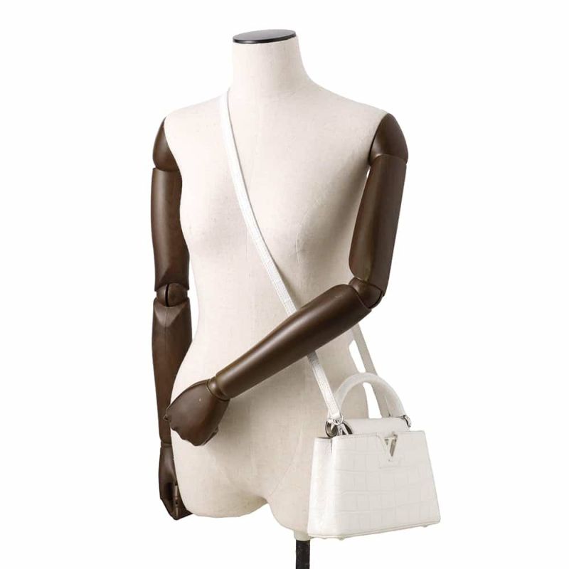 ルイヴィトン ハンドバッグ アリゲーター カプシーヌMINI N93701 LOUIS VUITTON 2wayショルダーバッグ 白 ホワイト