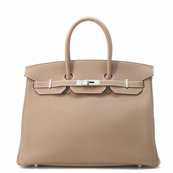 エルメス バーキン35 エトゥープ/シルバー金具 トゴ U刻印 HERMES Birkin ハンドバッグ