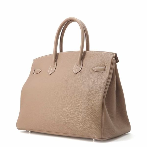 エルメス バーキン35 エトゥープ/シルバー金具 トゴ U刻印 HERMES Birkin ハンドバッグ