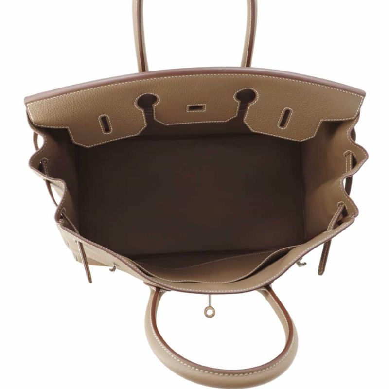 エルメス バーキン35 エトゥープ/シルバー金具 トゴ U刻印 HERMES Birkin ハンドバッグ