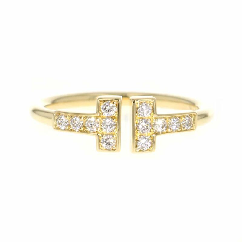 ティファニー リング Tワイヤー ダイヤモンド 計0.13ct K18YGイエローゴールド サイズ約9号 60147091 Tiffany&Co. 指輪