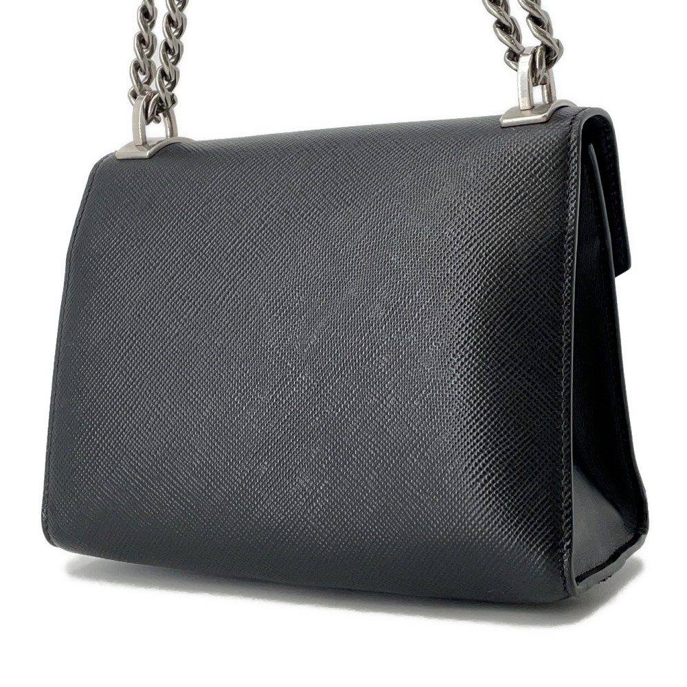 プラダ チェーンショルダーバッグ サフィアーノ ロゴ レザー 1BD127 PRADA 黒