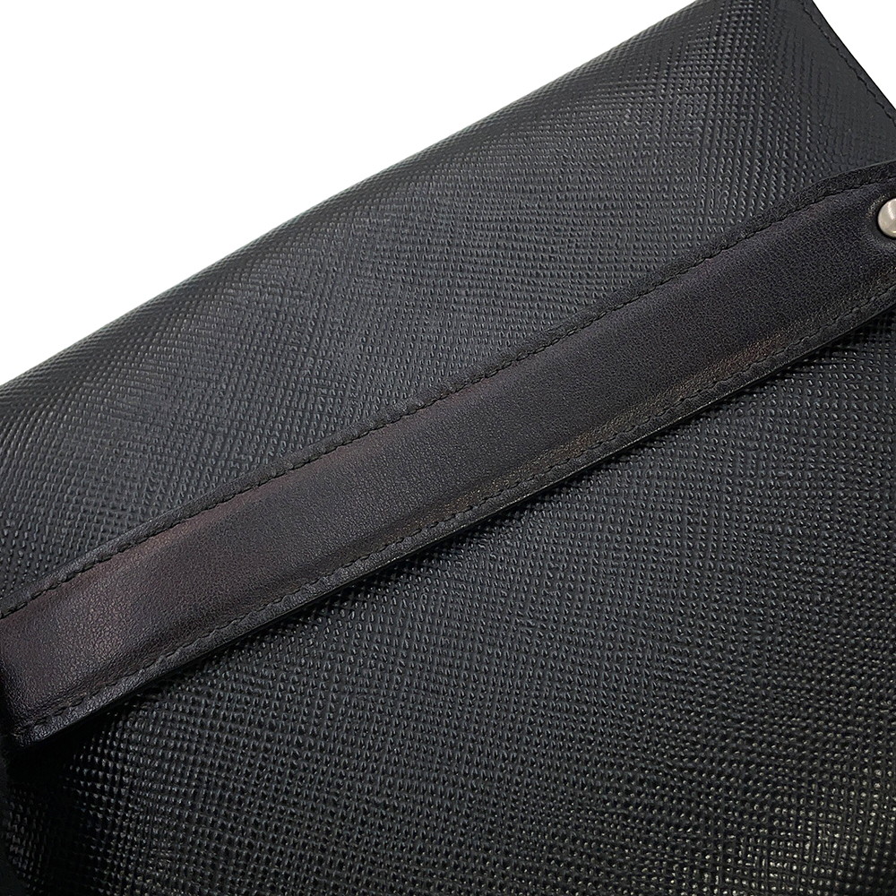 プラダ チェーンショルダーバッグ サフィアーノ ロゴ レザー 1BD127 PRADA 黒