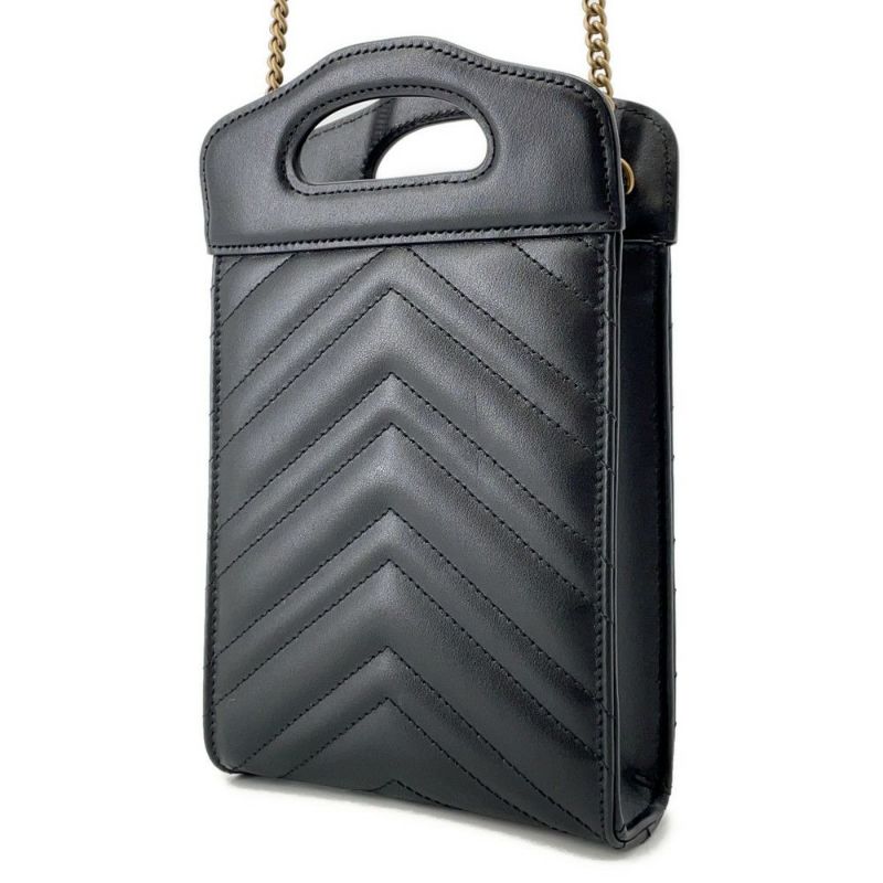 グッチ ショルダーバッグ GGマーモント ミニトップハンドルバッグ レザー 846312 GUCCI バッグ 黒