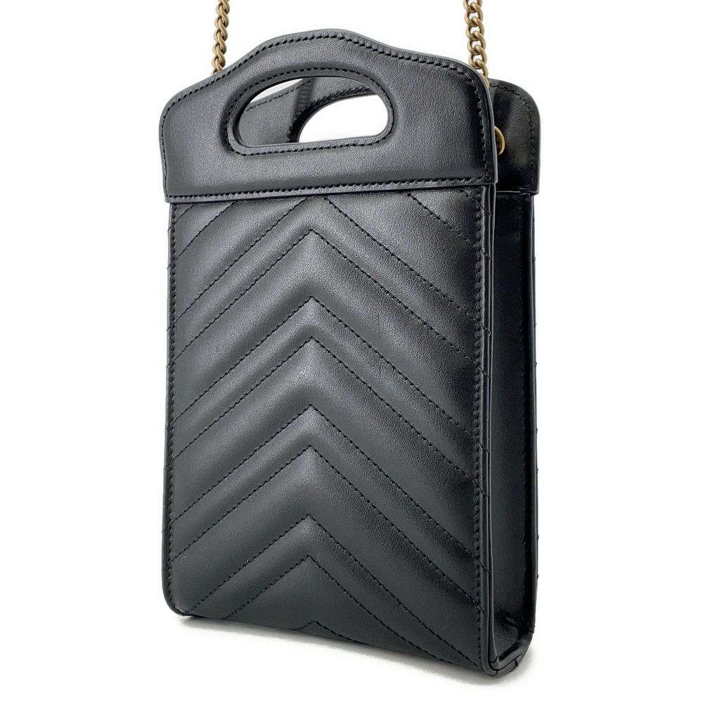 グッチ ショルダーバッグ GGマーモント ミニトップハンドルバッグ レザー 846312 GUCCI バッグ 黒