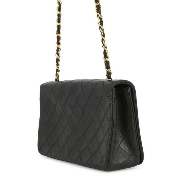 シャネル チェーンショルダーバッグ マトラッセ ココマーク フルフラップ ラムスキン A02500 CHANEL 黒