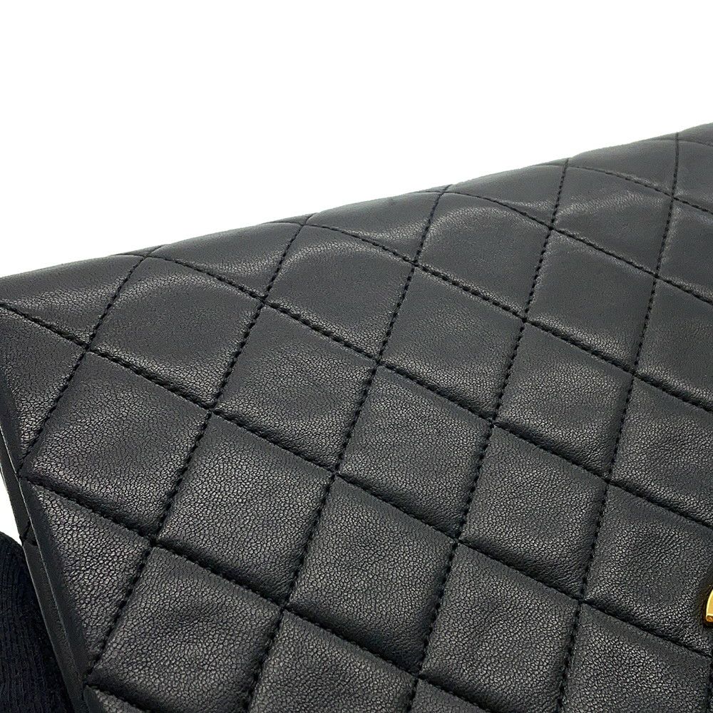 シャネル チェーンショルダーバッグ マトラッセ ココマーク フルフラップ ラムスキン A02500 CHANEL 黒