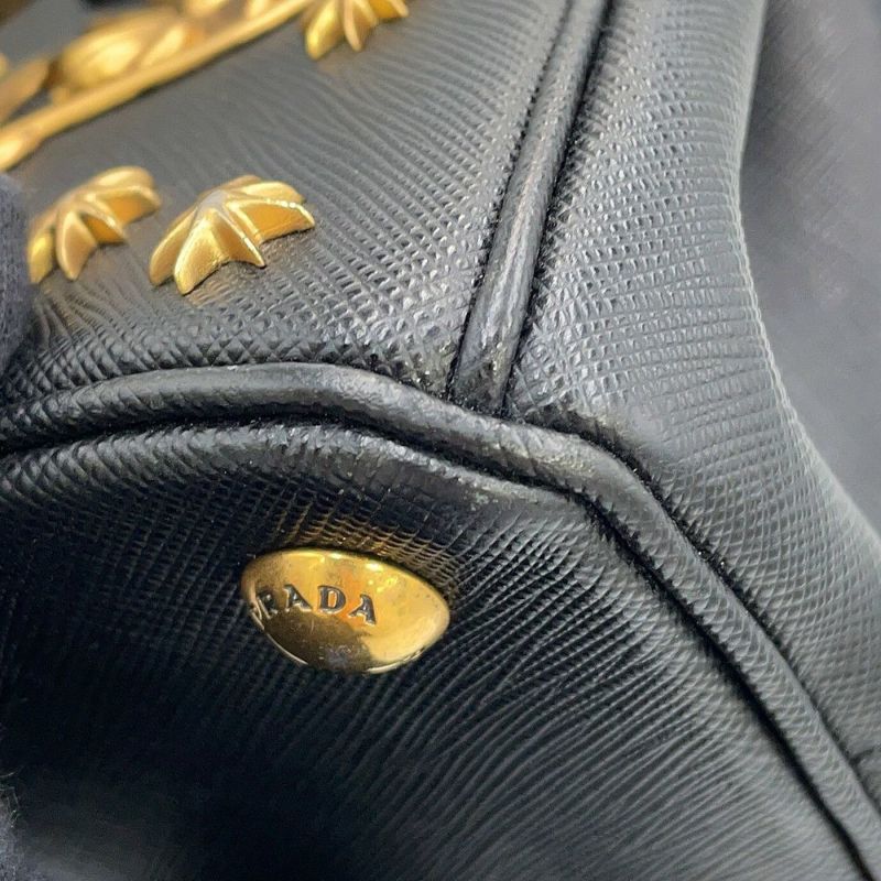 プラダ ハンドバッグ ガレリア スモール スタッズ サフィアーノレザー 1BA896 PRADA 2way 黒