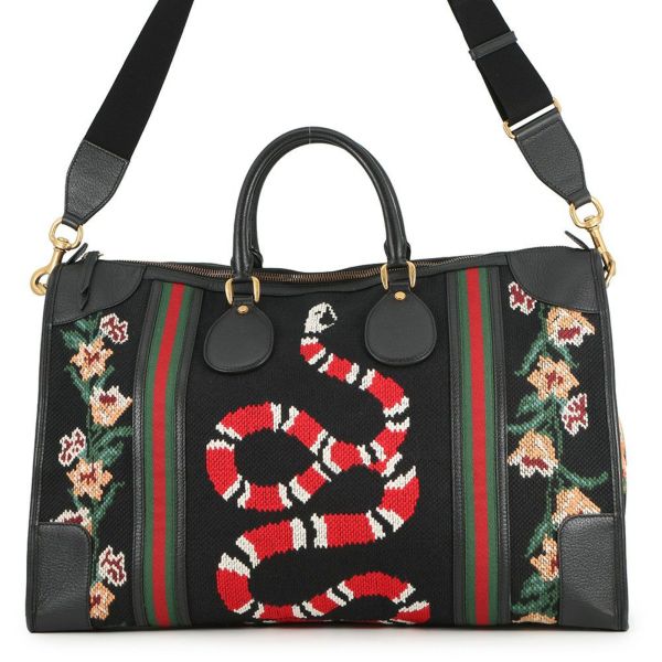 グッチ ボストンバッグ シェリーライン スネーク シェリーライン キャンバス/レザー 459291 GUCCI バッグ 黒