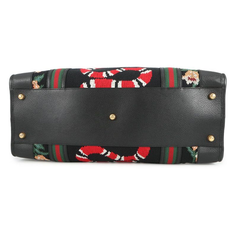 グッチ ボストンバッグ シェリーライン スネーク シェリーライン キャンバス/レザー 459291 GUCCI バッグ 黒