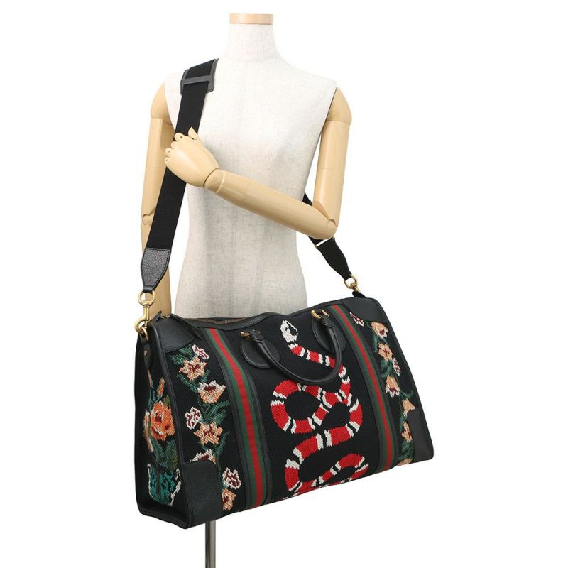 グッチ ボストンバッグ シェリーライン スネーク シェリーライン キャンバス/レザー 459291 GUCCI バッグ 黒