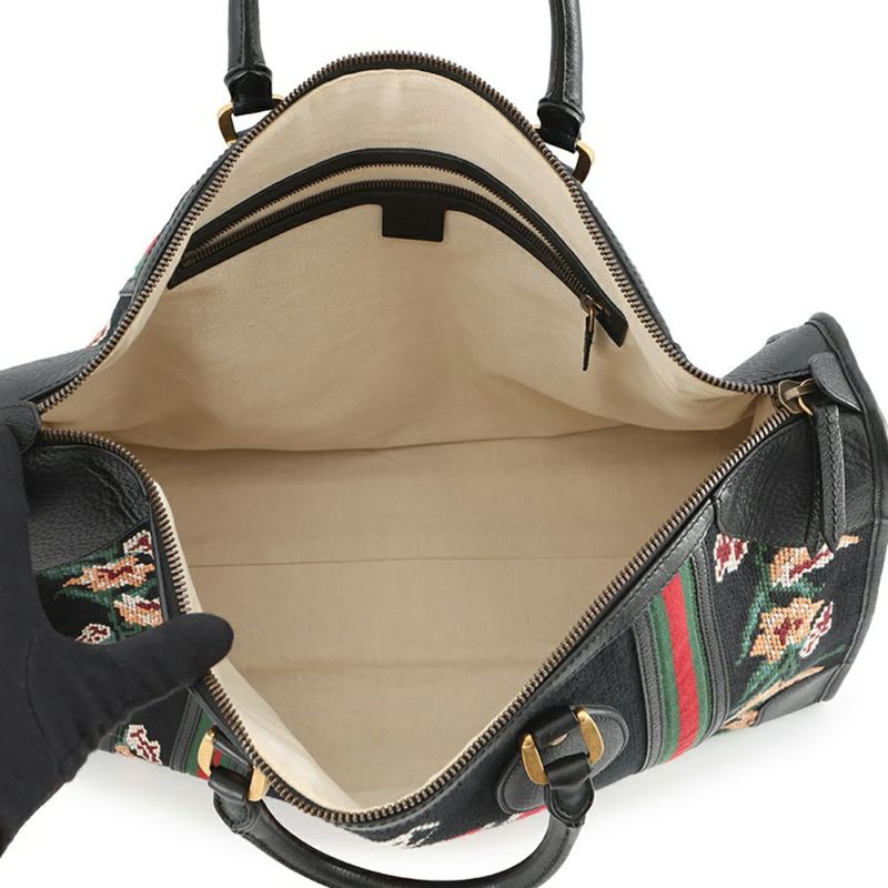 グッチ ボストンバッグ シェリーライン スネーク シェリーライン キャンバス/レザー 459291 GUCCI バッグ 黒