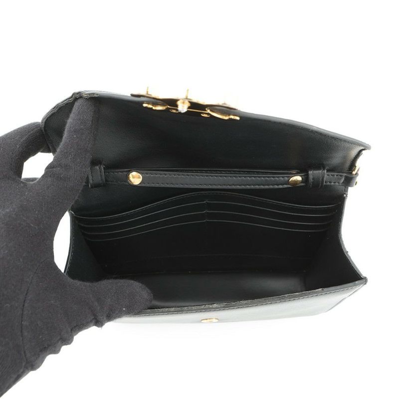 セリーヌ チェーンウォレット トリオンフ マーゴ シャイニーカーフレザー 10L033DPV CELINE 財布 黒