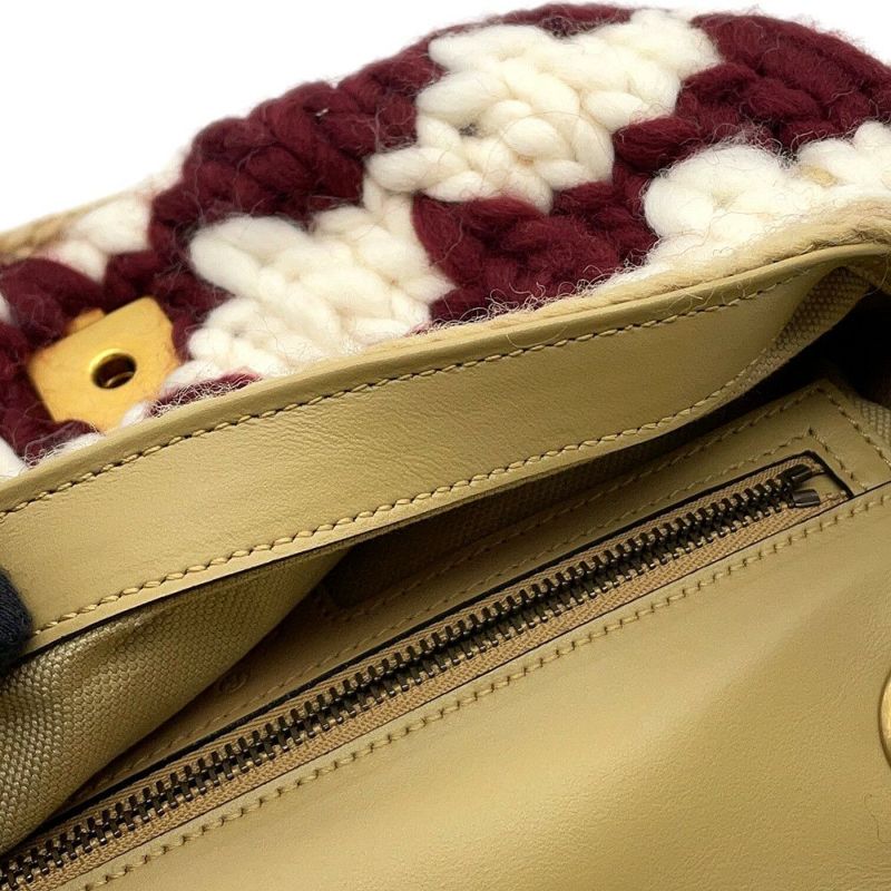 グッチ チェーンショルダーバッグ ニット GGマーモント ウール/レザー 443497 GUCCI 白