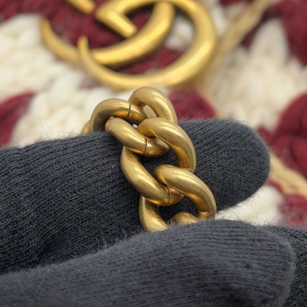グッチ チェーンショルダーバッグ ニット GGマーモント ウール/レザー 443497 GUCCI 白