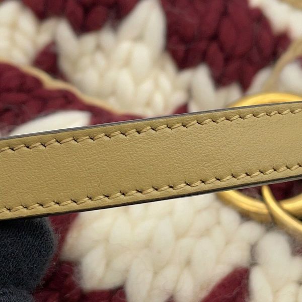 グッチ チェーンショルダーバッグ ニット GGマーモント ウール/レザー 443497 GUCCI 白