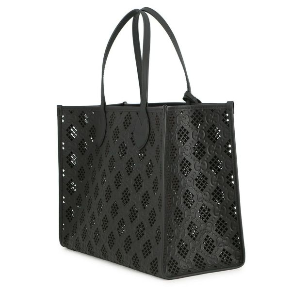 グッチ トートバッグ カットアウトモチーフ ミディアム GG レザー 772229 GUCCI ポーチ付き 黒