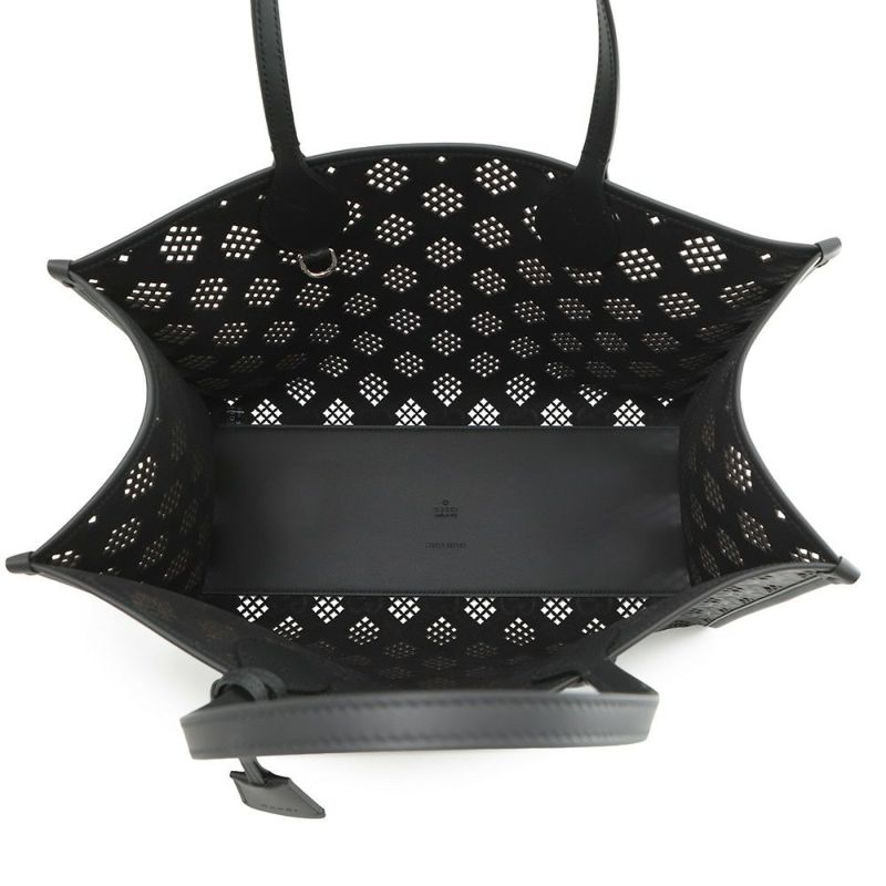 グッチ トートバッグ カットアウトモチーフ ミディアム GG レザー 772229 GUCCI ポーチ付き 黒